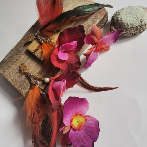 Klipsy długie kwiaty piora