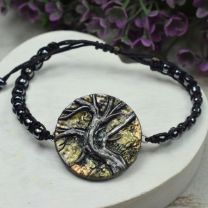 Jesienna bransoletka z motywem drzewa - regulowana