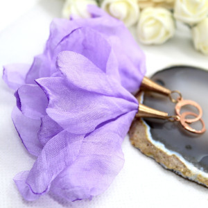 długie kolczyki - szyfonowe kwiatki - lawędowe