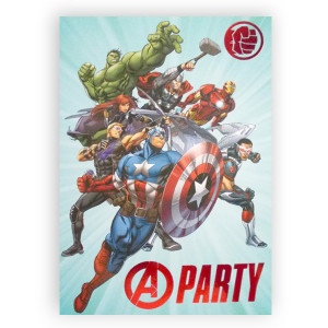 komiksowe zaproszenia na urodziny, avengers zaproszenia, bajkowe zaproszenia dla chłopca, zaproszenia avengers, zaproszenia na imprezę, zaproszenia dla dzieci