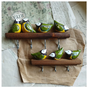 Zestaw wieszaków z sikorkami