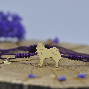 Łajka jakucka- bransoletka z psem, srebro 925 pozłacane