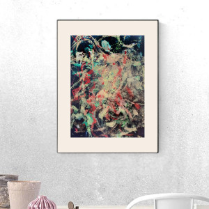 abstrakcja w ciepłych kolorach, nowoczesny rysunek 30x40, abstrakcyjny obrazek A3, boho dekoracja na ścianę, kolorowy rysunek malowany ręcznie, grafika do loftu