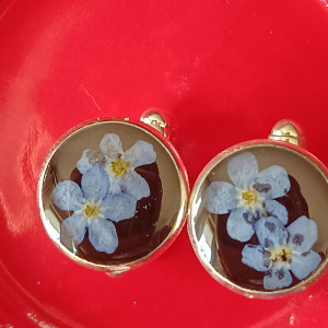 Spinki do mankietów z prawdziwymi kwiatami