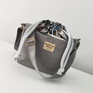 Torebka S O F I A Monkey & Banana Tree - mała szara torebka z kominem z nubuku