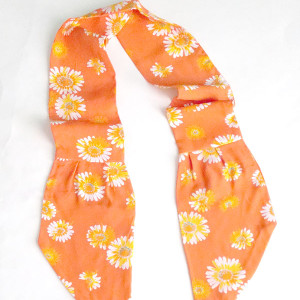 kolorowa opaska, oranżowa opaska, opaska w kwiaty, boho opaska na włosy, krótka apaszka, apaszka z wiskozy, pomarańczowa apaszka