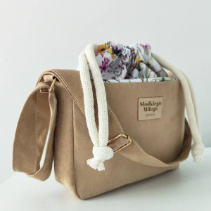 Torebka S O F I A Spring Meadow - mała beżowa torebka z kominem z nubuku