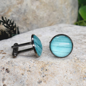 Czarne spinki do mankietów koszuli z oczkiem / abstrakcja, geometria #193