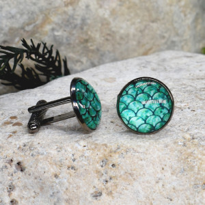 Czarne spinki do mankietów koszuli z oczkiem / abstrakcja, geometria #200