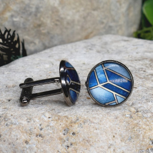 Czarne spinki do mankietów koszuli z oczkiem / abstrakcja, geometria #210