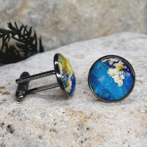 Czarne spinki do mankietów koszuli z oczkiem / abstrakcja, geometria #236