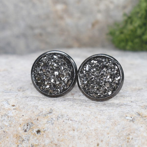 Stalowe kolczyki wkrętki z druzami boho #64