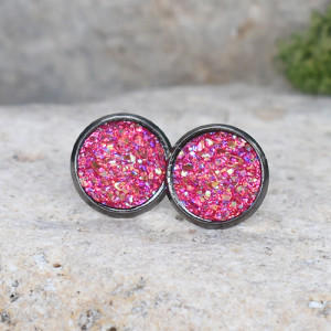 Stalowe kolczyki wkrętki z druzami boho #66