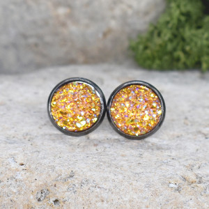 Stalowe kolczyki wkrętki z druzami boho #67