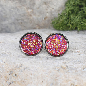 Stalowe kolczyki wkrętki z druzami boho #69