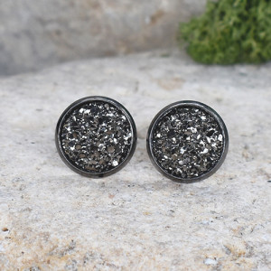 Stalowe kolczyki wkrętki z druzami boho #77