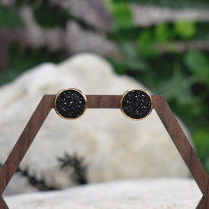 Stalowe złote kolczyki sztyfty z druzami #121