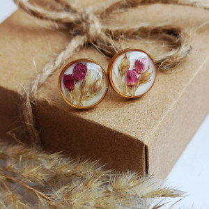 Kolczyki sztyfty z wrzoścem