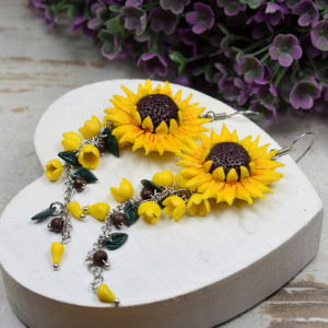 Długie kolczyki "słoneczniki"