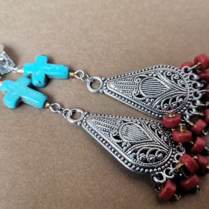 Klipsy filigrany kamienie duże okazale