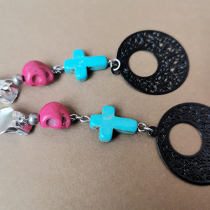 Klipsy halloween z czaszką boho