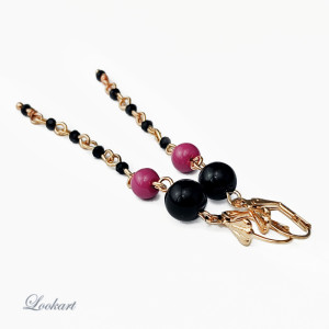 Kolczyki czerń z nutką fuksji