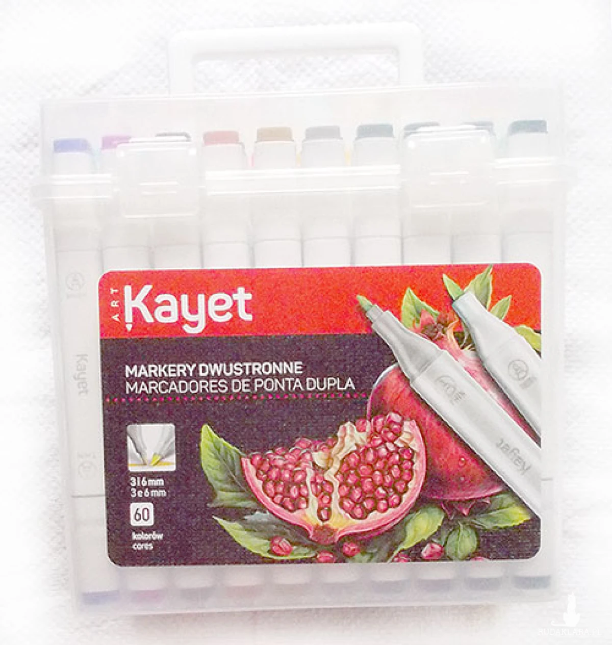 permanentne markery artystyczne 60 kolorów, wodoodporne markery dwustronne 60 sztuk, dwustronne markery kayet, pudełko  dwustronnych markerów 60