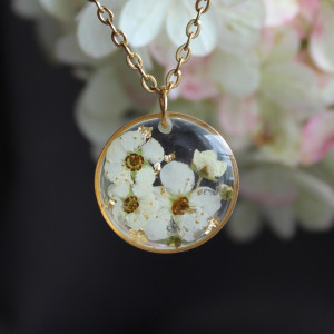 Złota zawieszka złoty wisiorek kwiat naszyjnik żywica z żywicy kwiaty tawuła tawułą