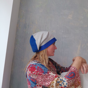 czapka unisex szaro niebieska