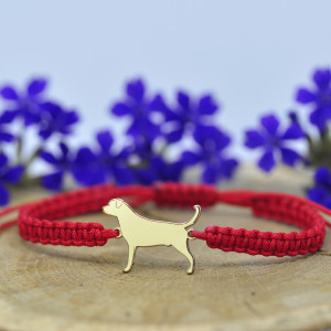 Rottweiler - bransoletka z psem, srebro pozłacane, próby 925