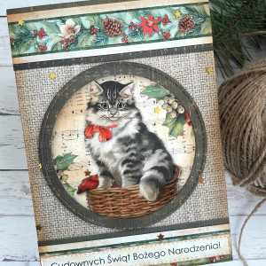 Kartka świąteczna z kotem