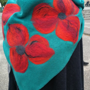 Chusta turkus aplikacja  merino