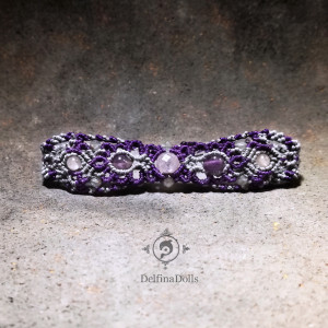 Kasjopeja ametyst akwamaryn topaz bransoletka pleciona mikro makrama Delfina Dolls