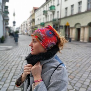 opaska sportowa dzianinowa poliester orientalna szeroka