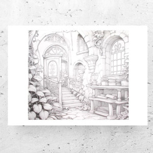 czarno białe plakaty do domu, baśniowy plakat A4, zamek plakat 21x30, retro plakat z zamkiem, architektura plakat, bajkowy plakat, szary plakat, fajne plakaty na ścianę, vintage poster a4