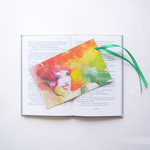 kolorowa zakładka do książki, ładna zakladka do książki, zakładka z kobietą, zakładka dla dziewczyny, fajna zakładka, duża zakładka