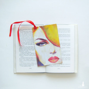 kolorowa zakładka do książki, ładna zakladka do książki, zakładka z kobietą, zakładka dla dziewczyny, fajna zakładka, duża zakładka