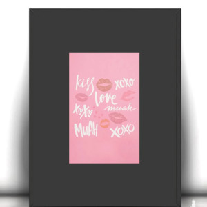 love plakat A4, miłość plakat na ścianę, boho plakat do sypialni, mały plakat do domu, pudrowy obrazek 21x30, całuski plakat z napisami