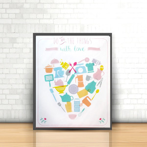 nowy plakat do kuchni, ładny plakat 40x50, boho plakat do domu, kolorowy plakat naklejka, plakat do restauracji, plakat dla kobiety,serduszko plakat na ścianę