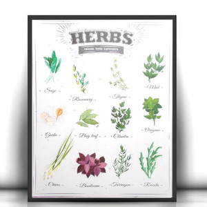 botaniczny plakat do domu, zioła plakat do kuchni, rośliny plakat 40x50, zielarski plakat na ścianę, boho plakat naklejka 50x40