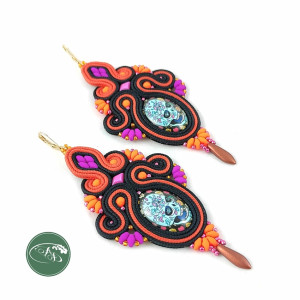 Muertos kolczyki sutasz czarny pomarańcz