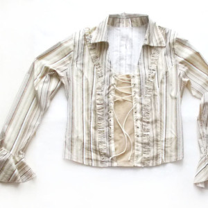 beżowa bluzka w paski, elastyczna bluzka z bawełny, obcisła bluzka długi rękaw, sexy bluzka, boho bluzka