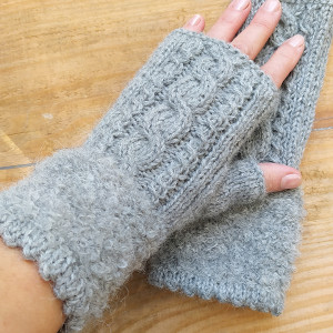 Mitenki, rękawiczki bez palców - Szare, ALPAKA