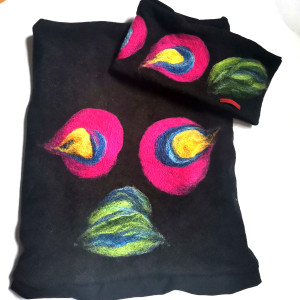 Komplet welniany filcowany wełna merino