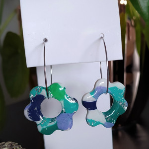 Kolczyki  kwiat z masy fimo