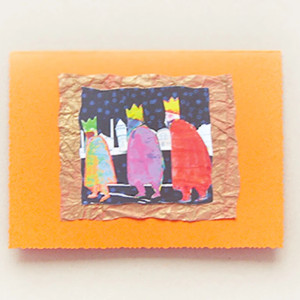 pomarańczowa kartka na Boże Narodzenie, świąteczne kartki bez życzeń, kartki na Nowy Rok, kartka z trzema królami, trzej królowie kartka świąteczna, kartki noworoczne, Boże Narodzenie kartki