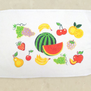 nowa serwetka we wzory, owoce serwetka z bawełny, serwetka z owocami, owoce makatka, makatka z owocami, kolorowa serwetka z materiału, bawełniana serwetka z nadrukiem