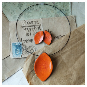 Zestaw wisior + kolczyki niecki na sztyfcie