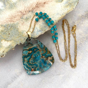 Pozłacany naszyjnik z jaspisem c1174