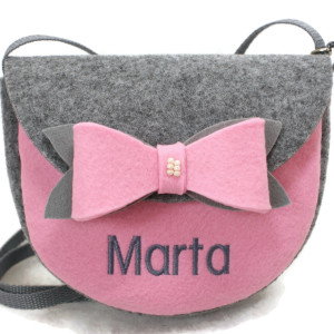 Malutka torebka z imieniem kokardka